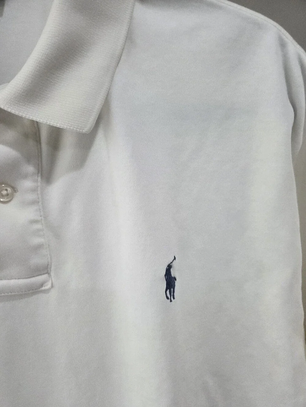 Ralph Lauren White Short-Sleeve Polo with Navy Pony Sz.L